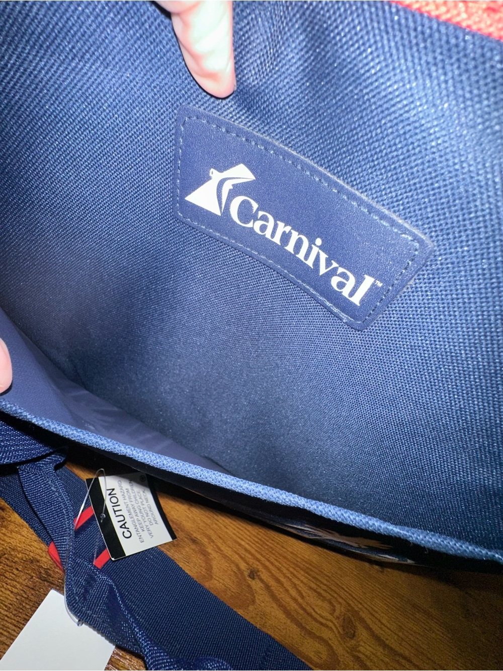 NWT Carnival Cruise Line Insulated Cooler Bag Palm Tree Beach Tote Navy Blue Red - Picture 3 of 8
